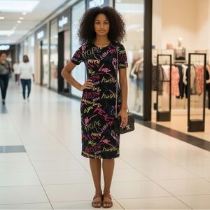 Nina Parker Colorful Whimsical Graphic Print Dress Size 1X NWT